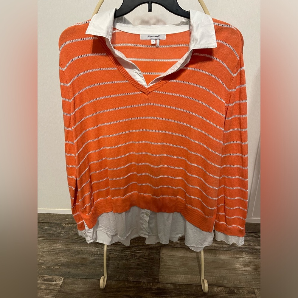 Foxcroft 3X Faux-undershirt sweater